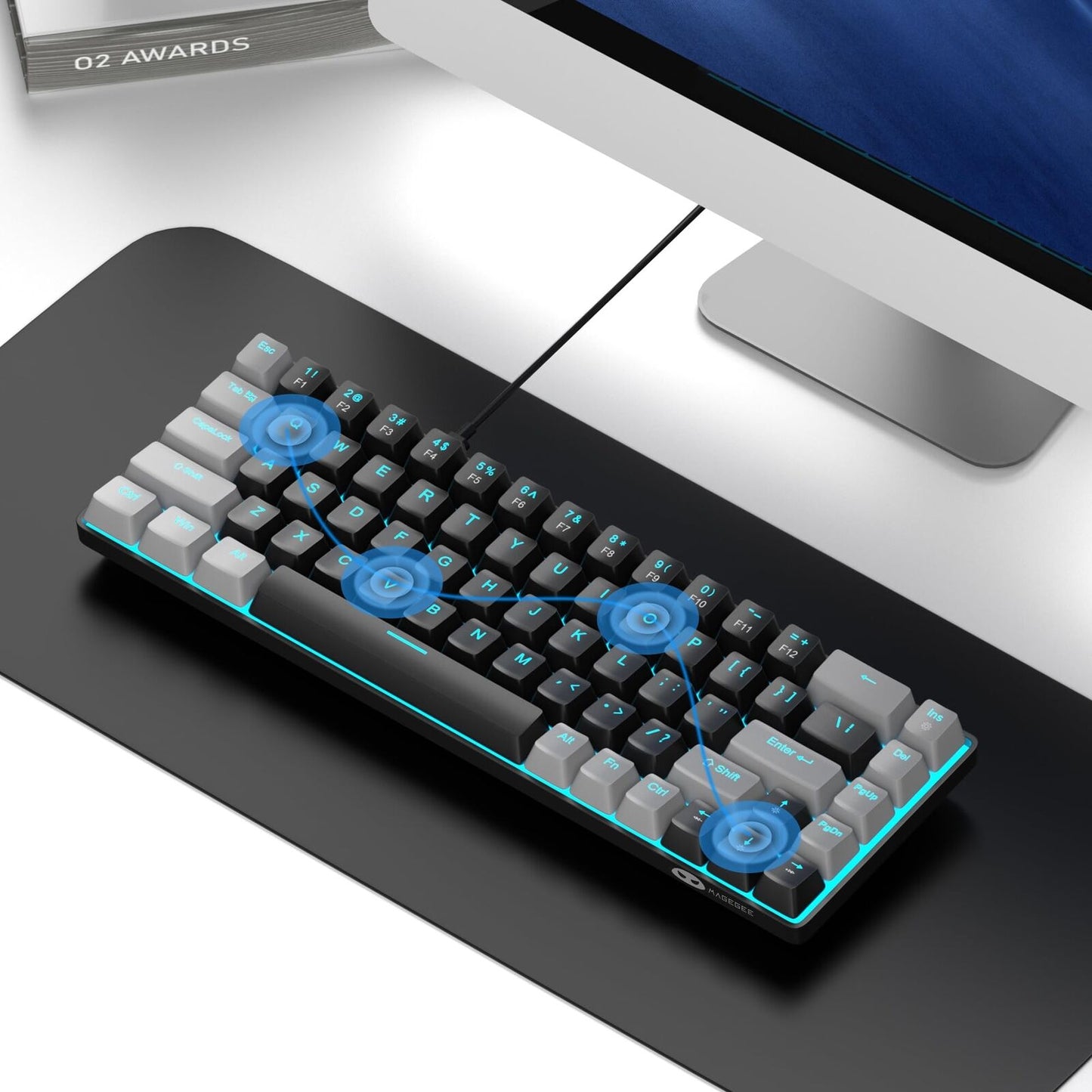 Portable 60% Mechanical Gaming Keyboard, Mk-Box LED Backlit Compact 68 Keys M...