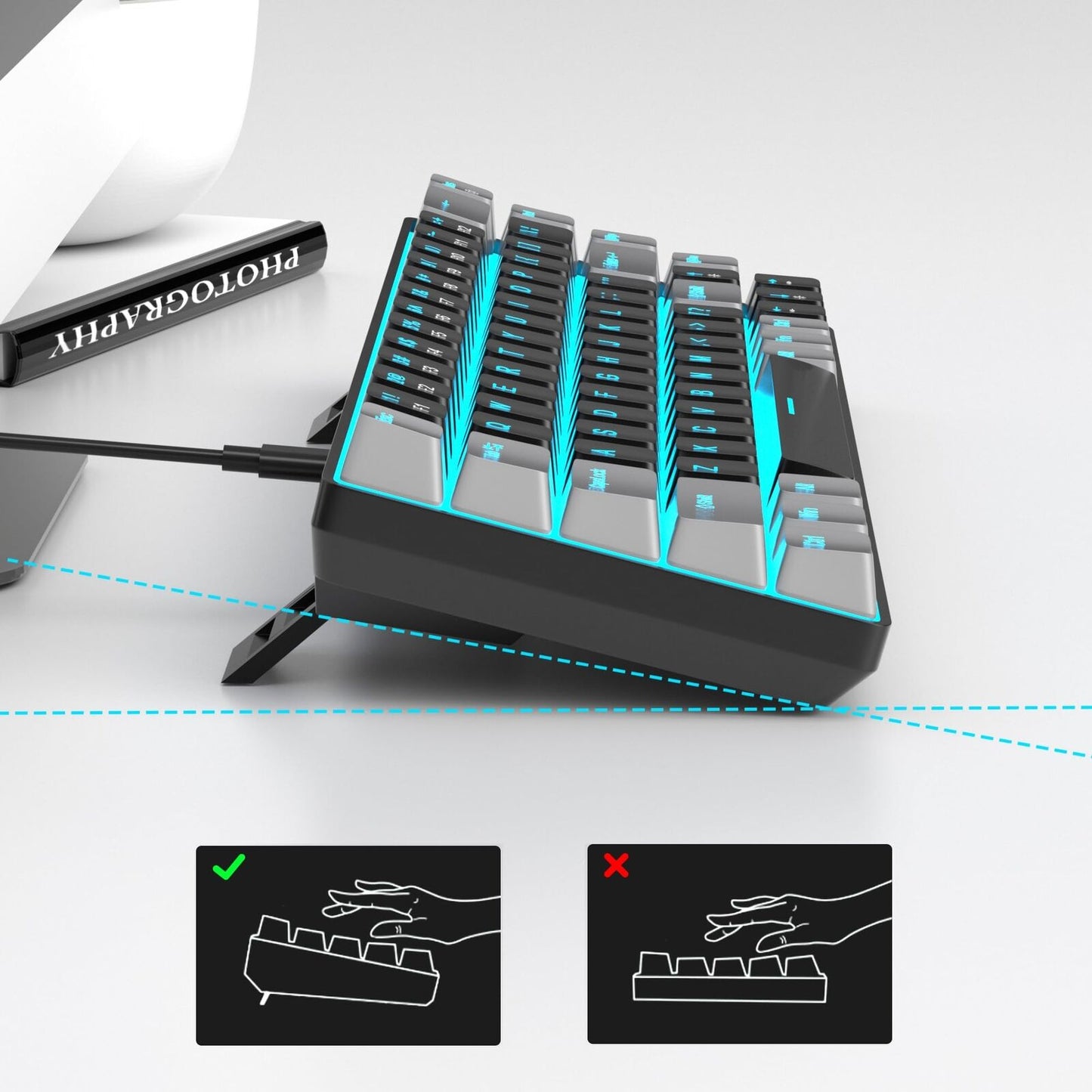 Portable 60% Mechanical Gaming Keyboard, Mk-Box LED Backlit Compact 68 Keys M...
