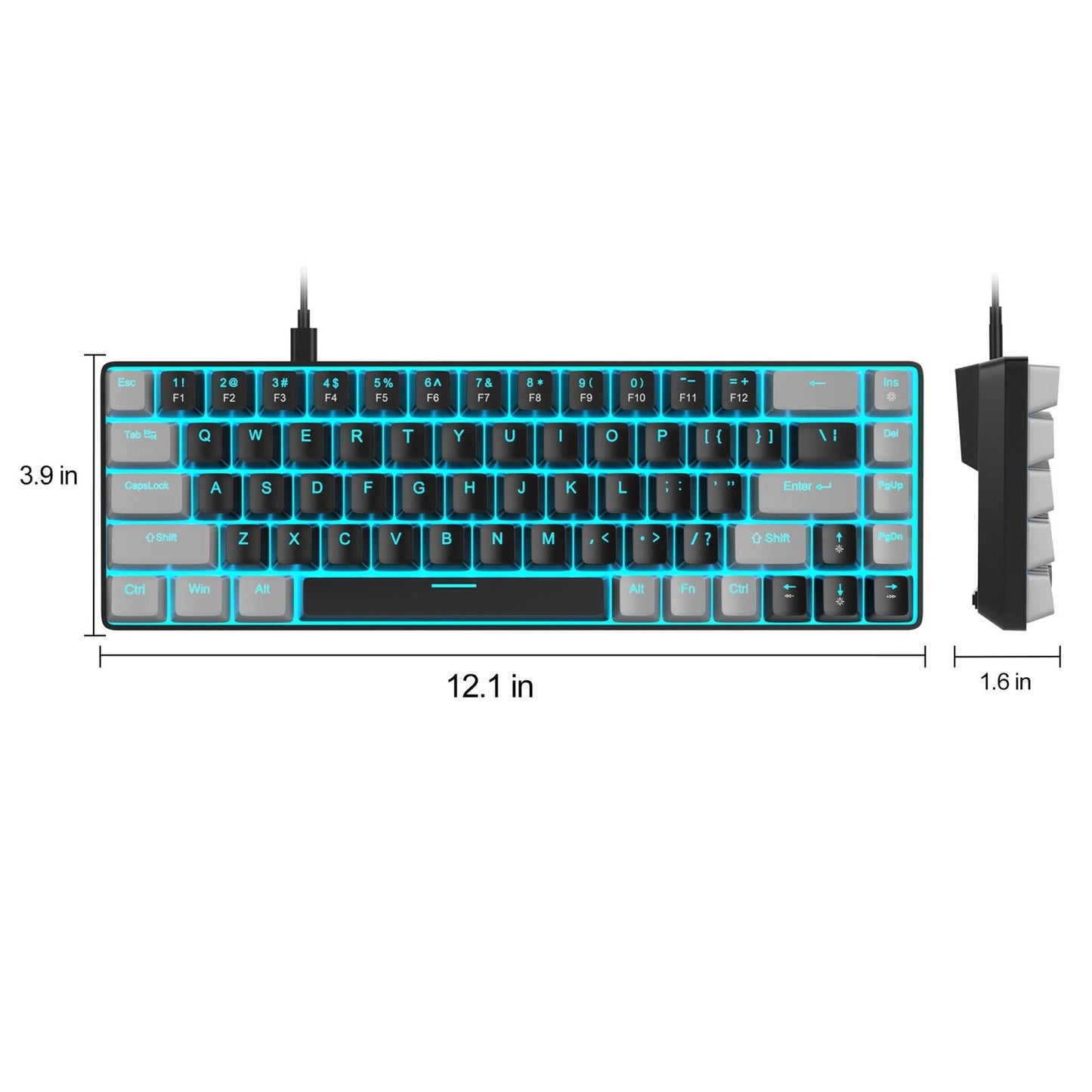 Portable 60% Mechanical Gaming Keyboard, Mk-Box LED Backlit Compact 68 Keys M...