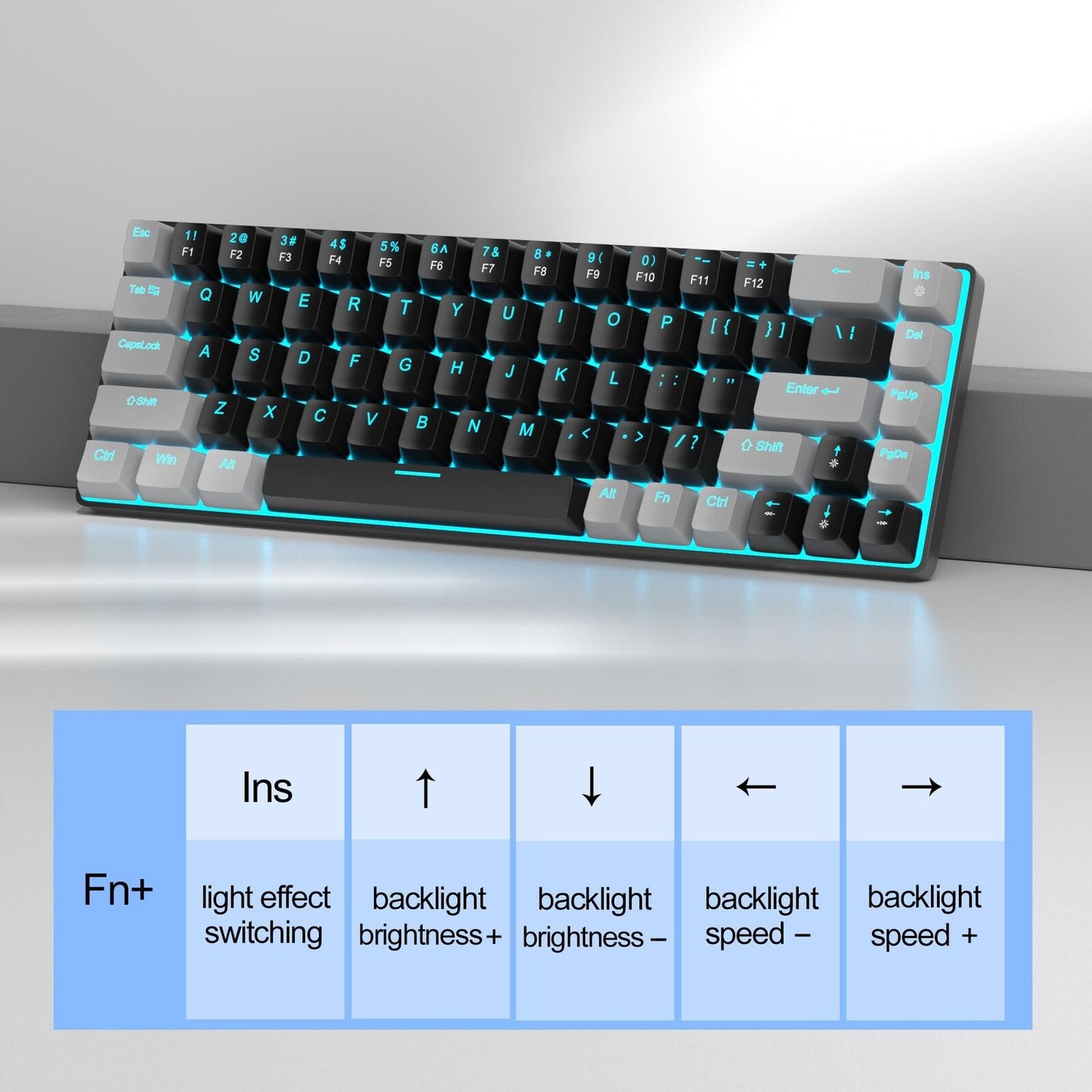 Portable 60% Mechanical Gaming Keyboard, Mk-Box LED Backlit Compact 68 Keys M...
