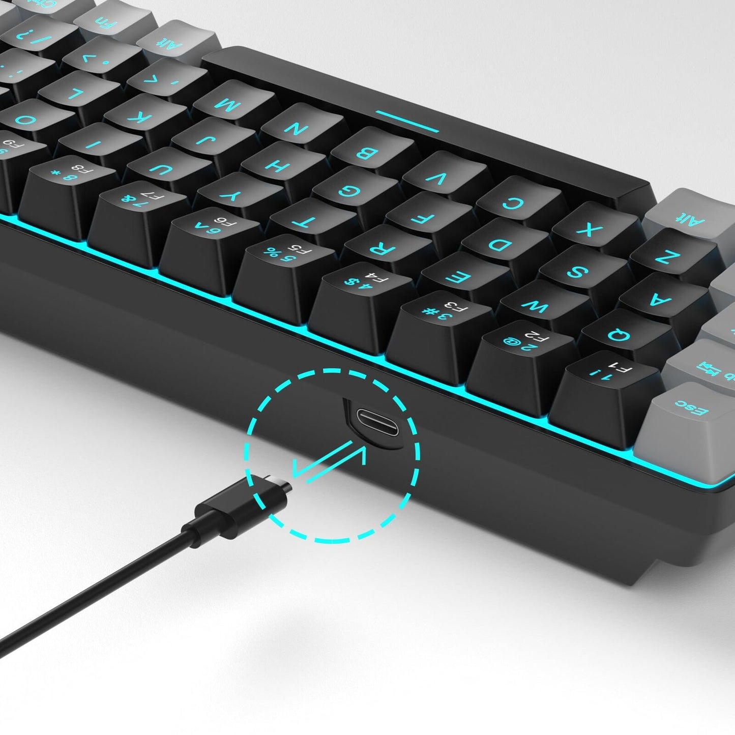 Portable 60% Mechanical Gaming Keyboard, Mk-Box LED Backlit Compact 68 Keys M...