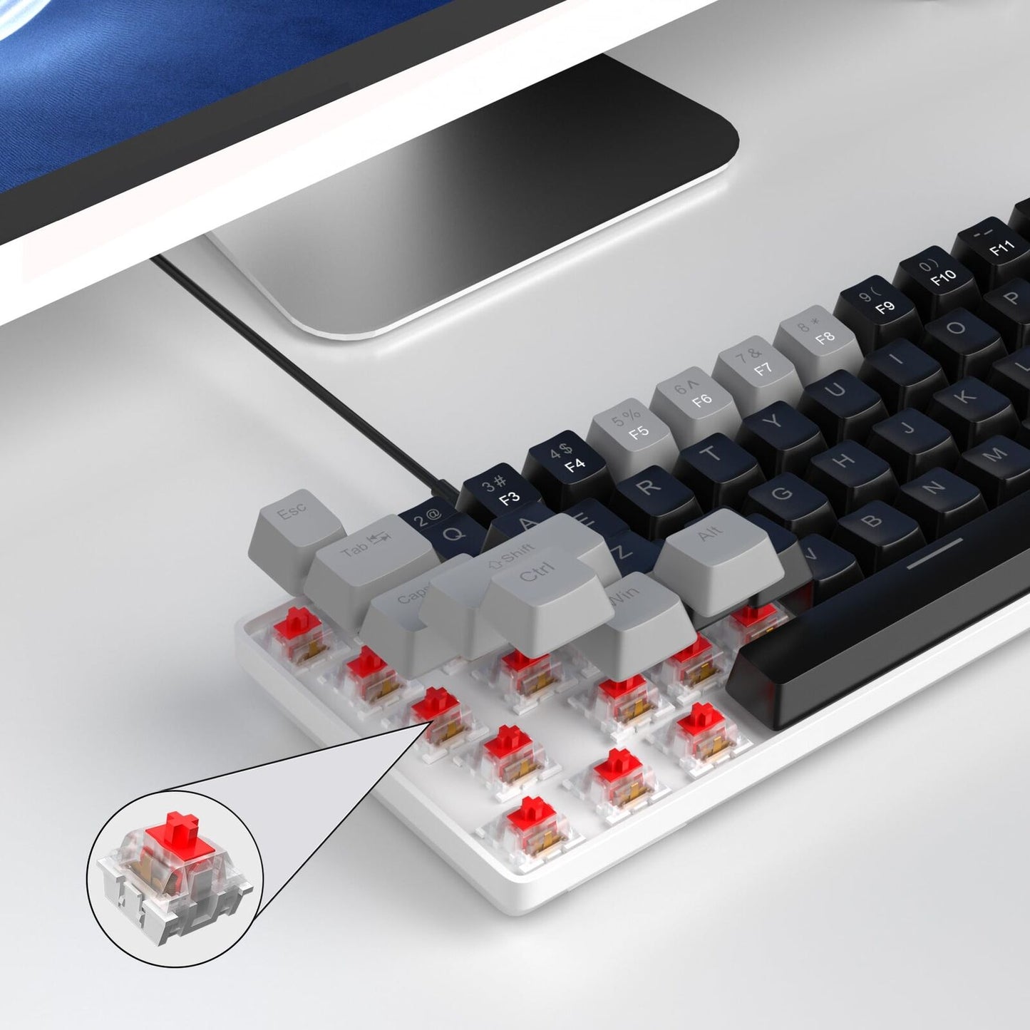 Portable 60% Mechanical Gaming Keyboard, Mk-Box LED Backlit Compact 68 Keys M...