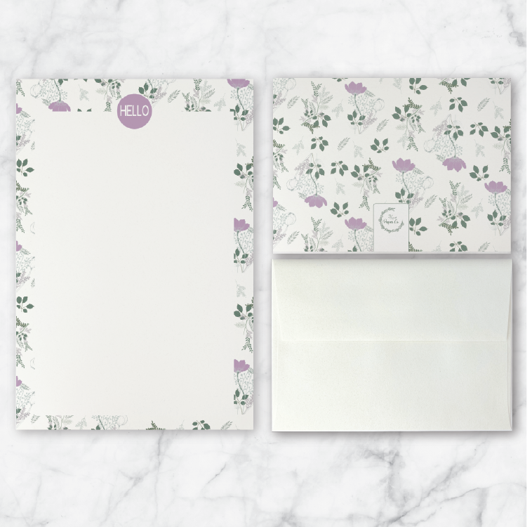 Stationery Set - Purple Floral