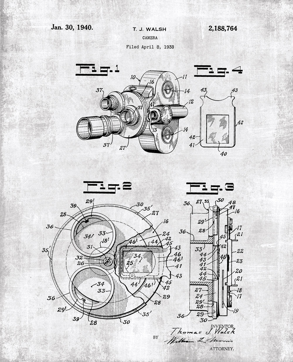 T.J. Walsh Camera Patent Canvas Print